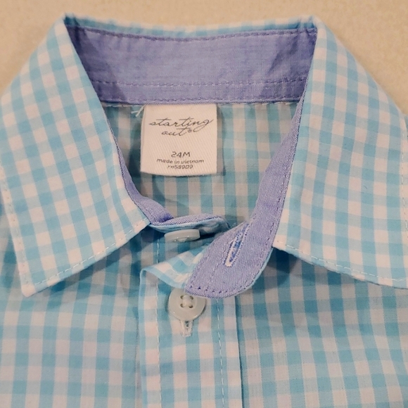 Blue & White Checked Starting Out Long Sleeved Button Down - Picture 3 of 4